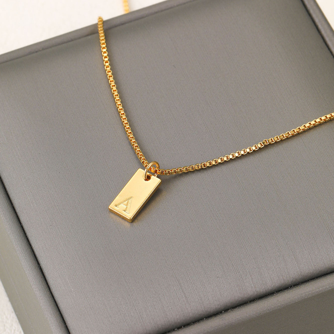 Refined Tag Initial Necklace