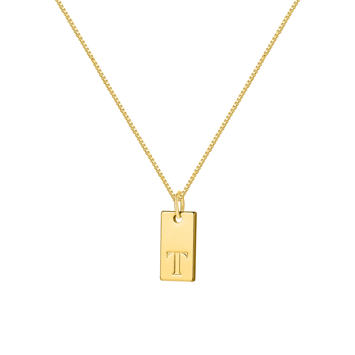 Refined Tag Initial Necklace