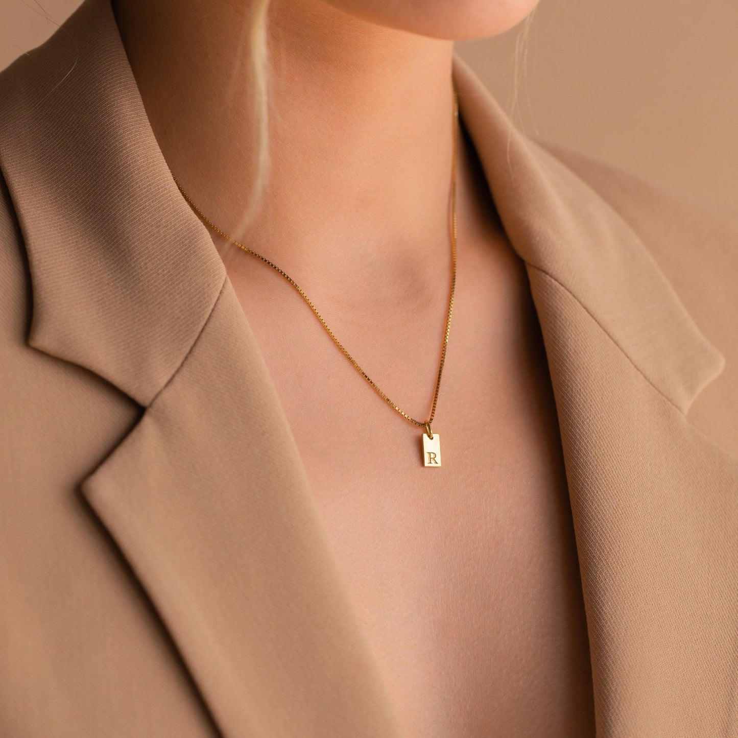 Refined Tag Initial Necklace