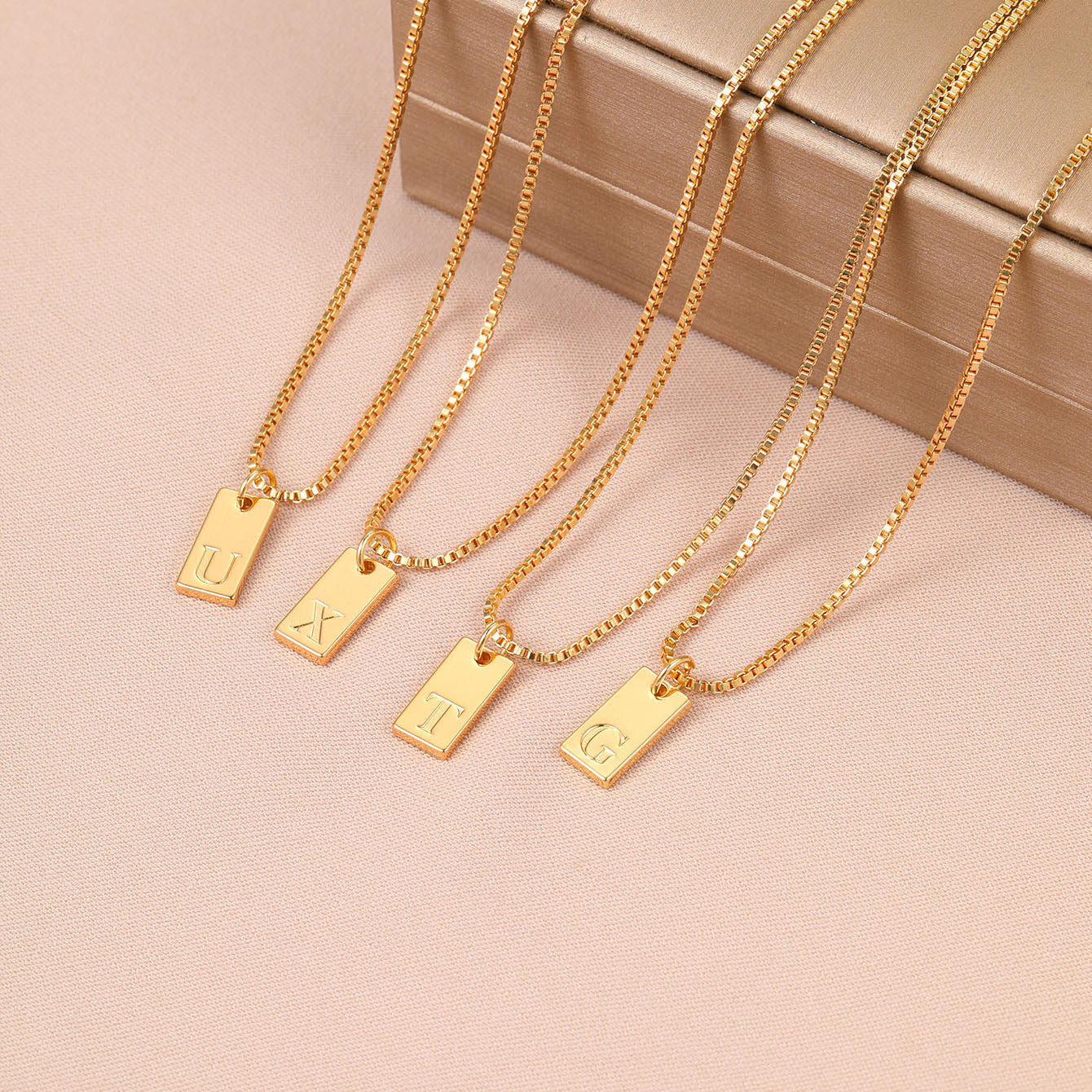 Refined Tag Initial Necklace